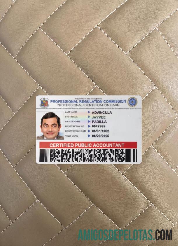 Philippines Professional ID Card olhar de foto frente amostra